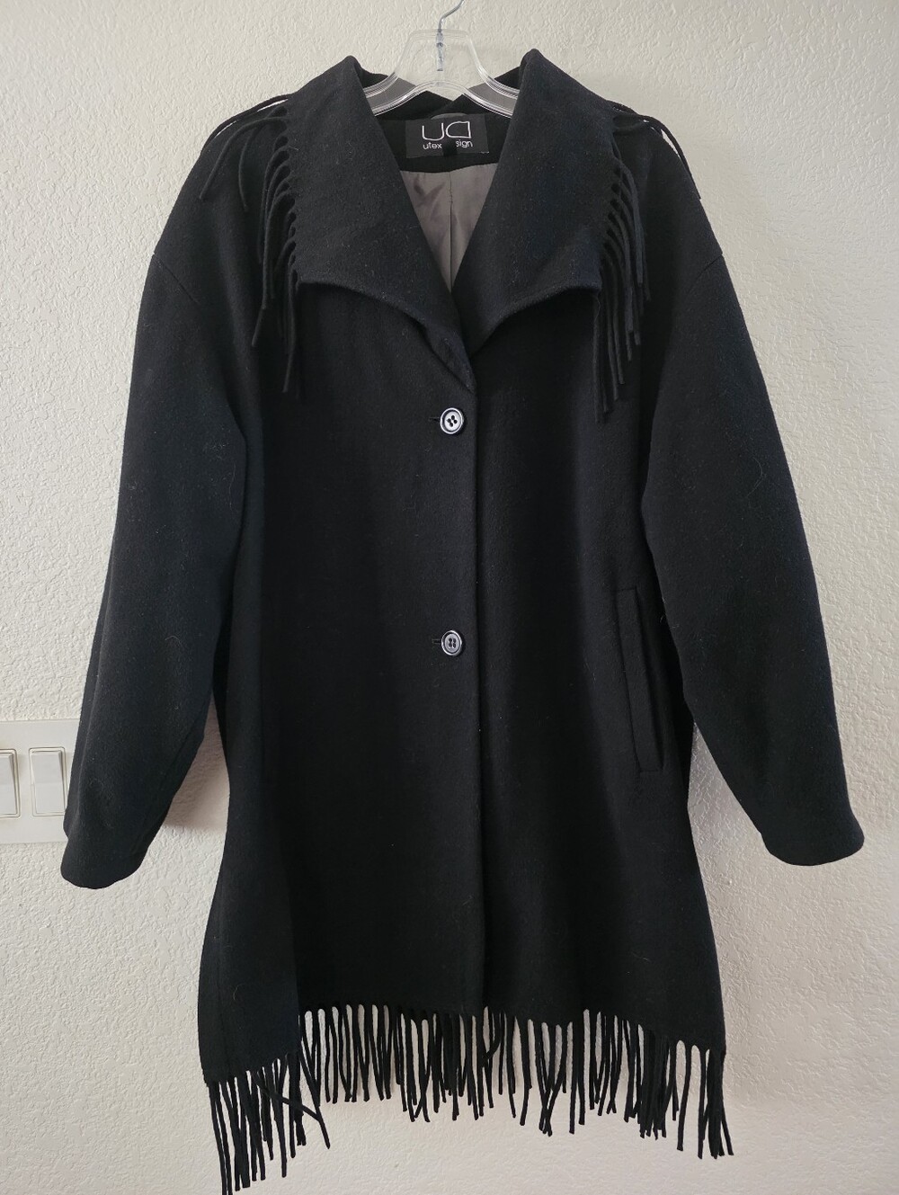 Vintage Wool Cashmere Blend Coat Black M